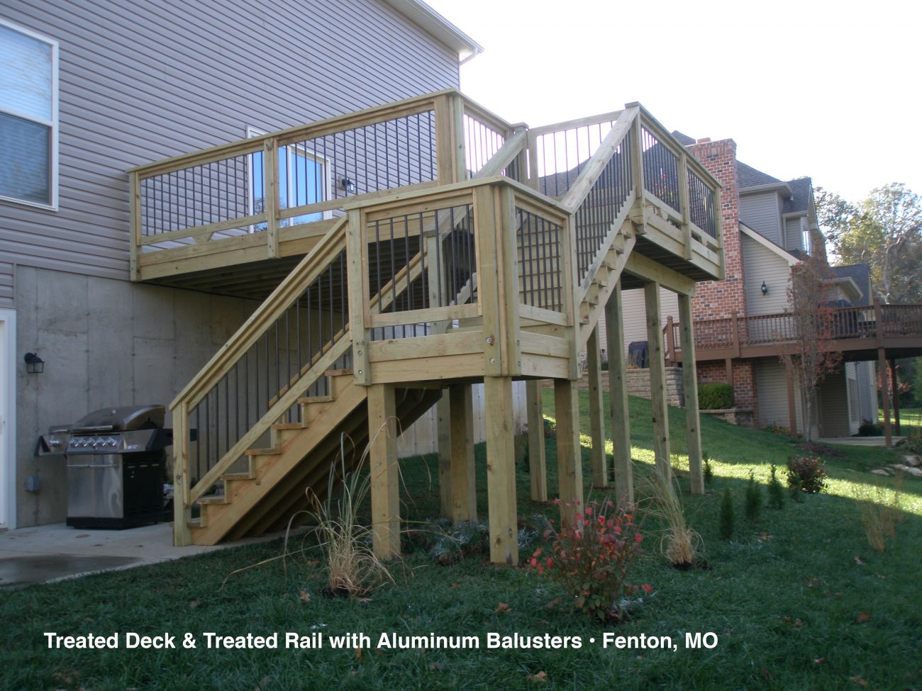 Treated Deck with Treated Rail and Aluminum Balusters